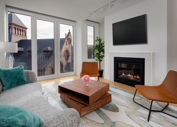 Living Room with TV at Saint James Place, Cambridge, MA 02140